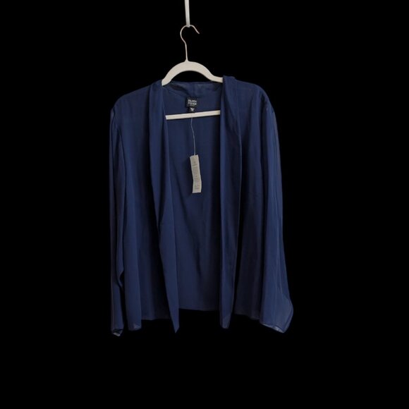 Eileen Fisher Cobalt Blue silk georgette sheer crop jacket 2X - Picture 7 of 7